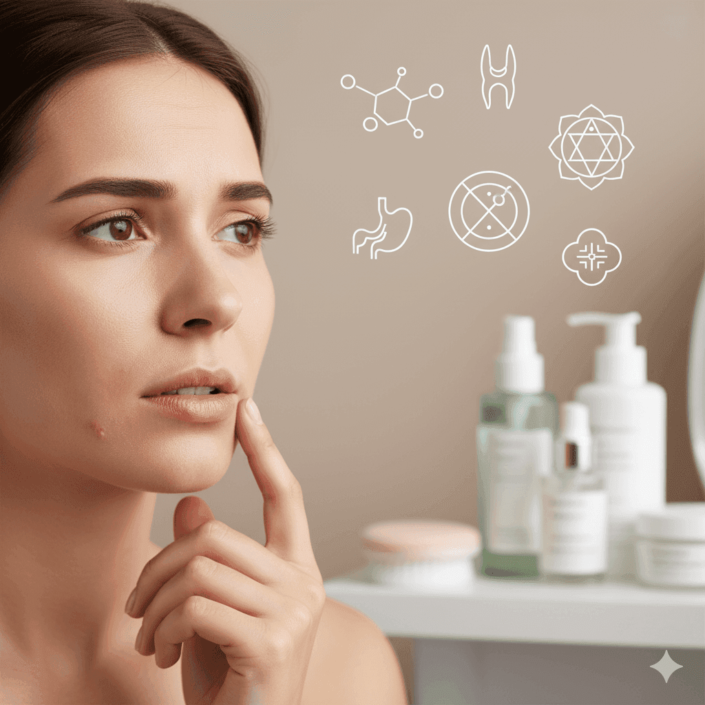 Jawline acne indicating hormonal imbalance