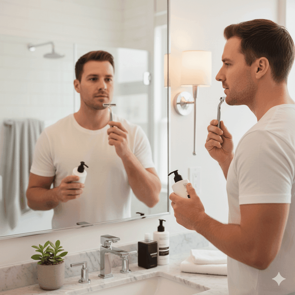 Whiteheads in men with grooming factors