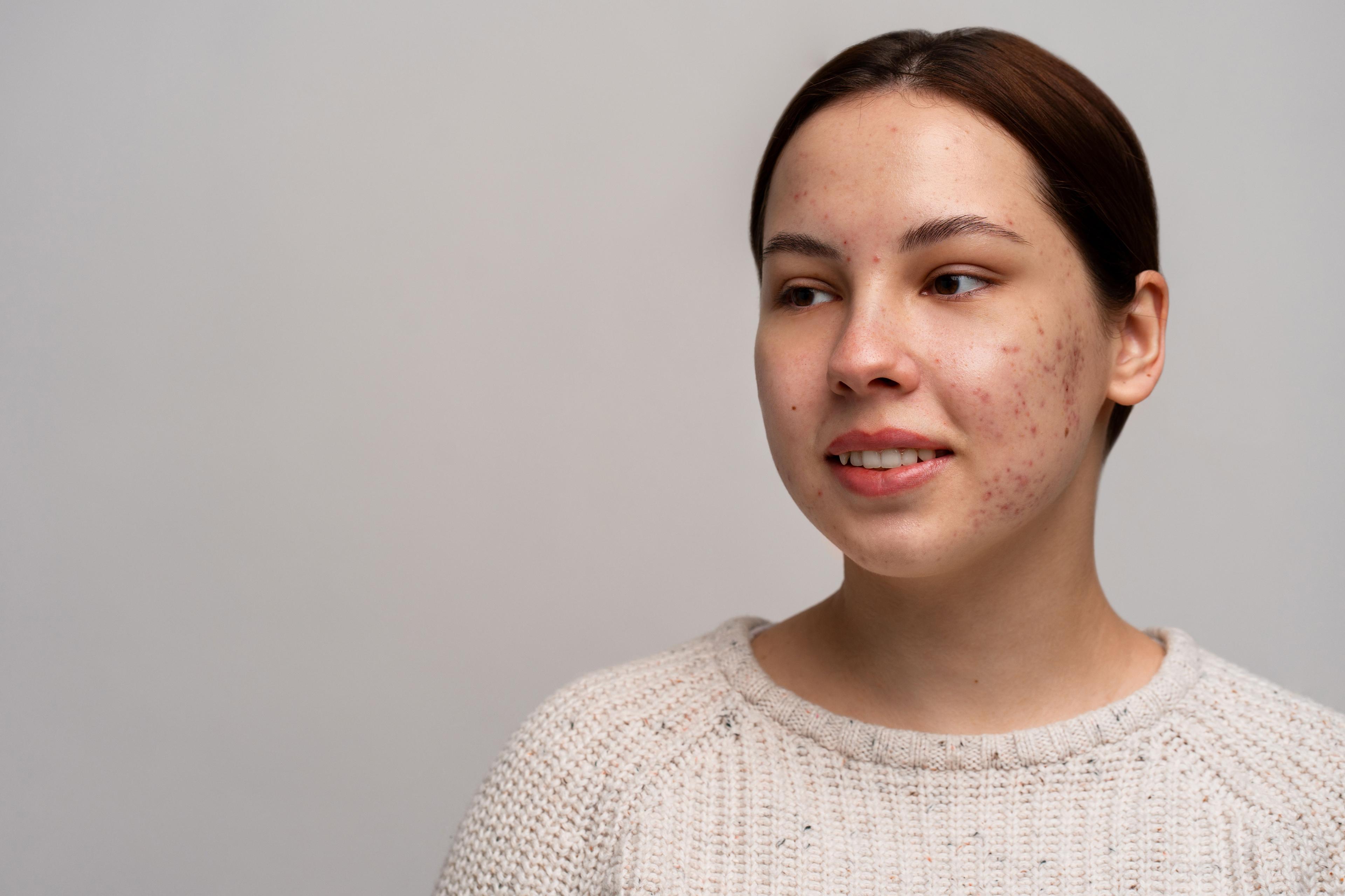 Acne prone skin with breakouts