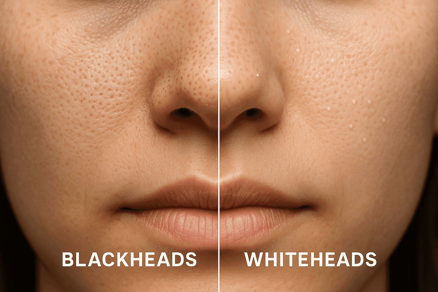 Comparison of blackheads and whiteheads