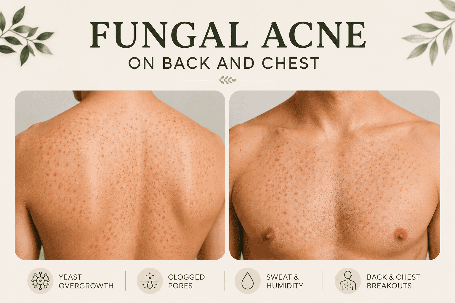 Fungal acne breakouts on chest and back
