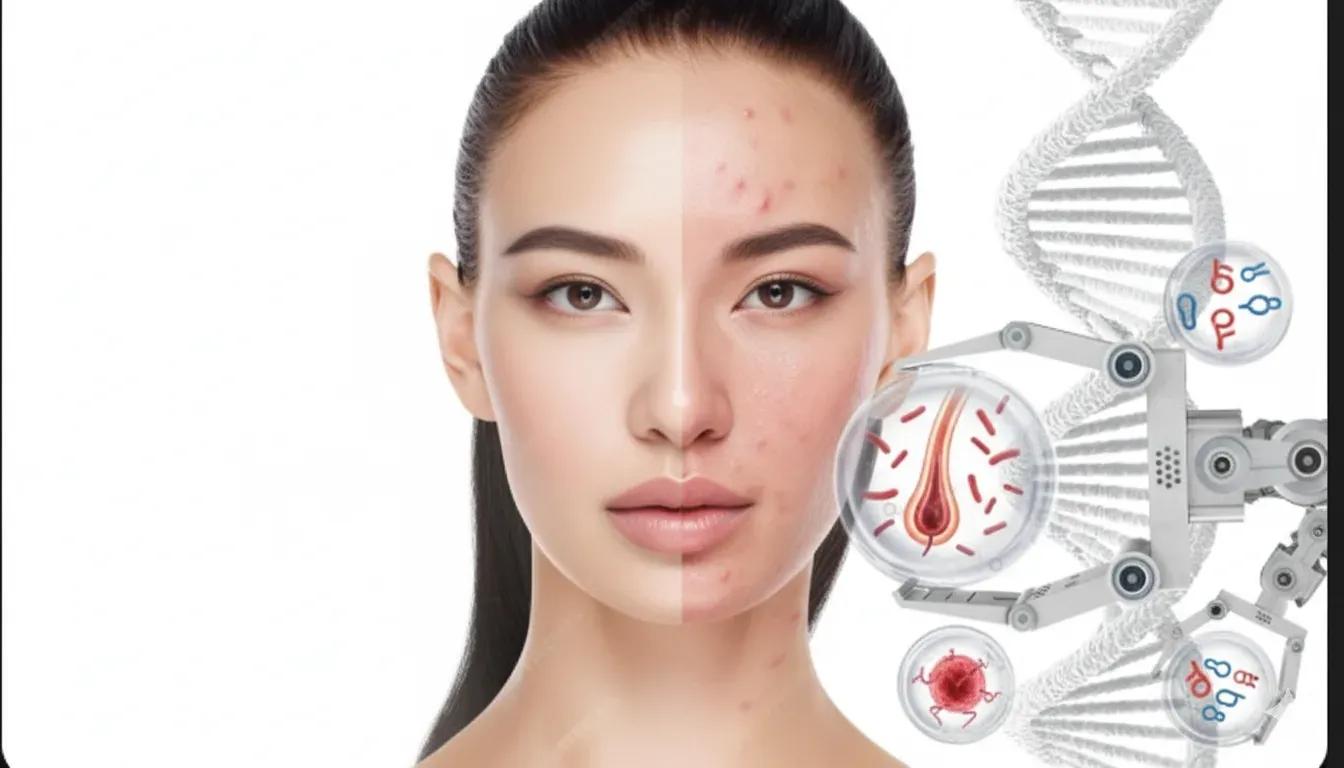 Illustration showing genetic influence on acne and skin breakouts