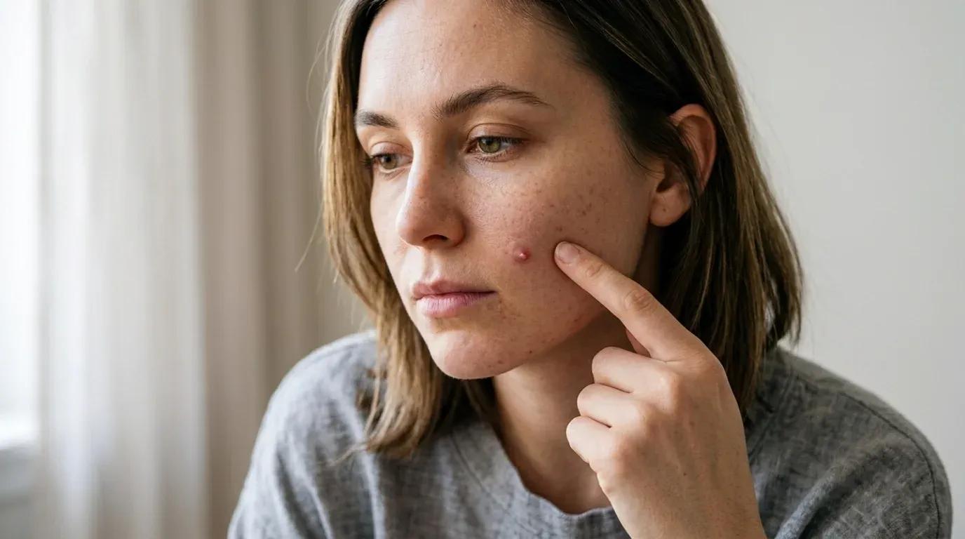 Skin picking behavior affecting acne and skin health
