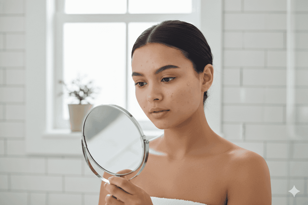 Whiteheads explained as closed comedones on skin