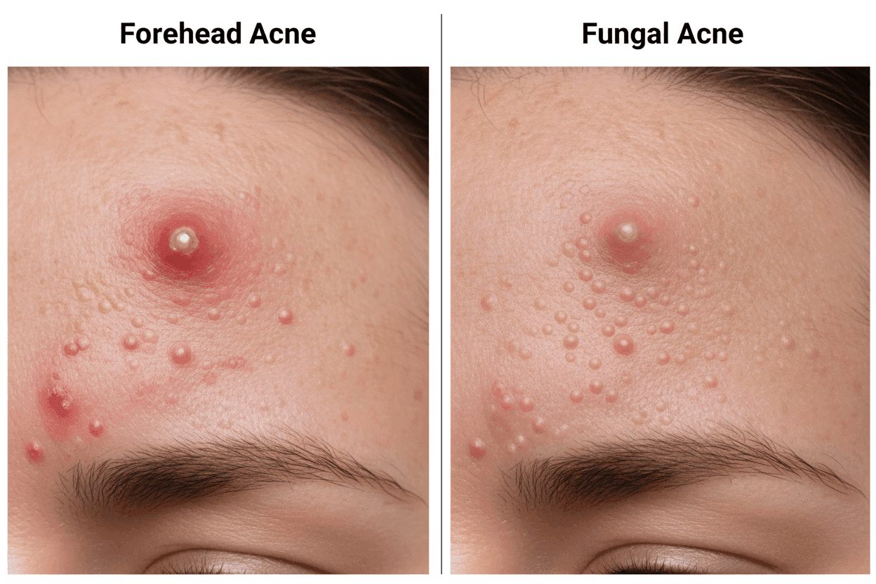Fungal vs regular forehead acne